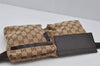 Authentic GUCCI Waist Body Bag Purse GG Canvas Leather 28566 Brown 2979J