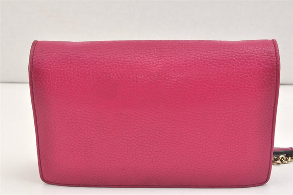Authentic GUCCI SOHO Chain Shoulder Long Wallet Purse Leather 407041 Pink 2979K