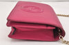 Authentic GUCCI SOHO Chain Shoulder Long Wallet Purse Leather 407041 Pink 2979K