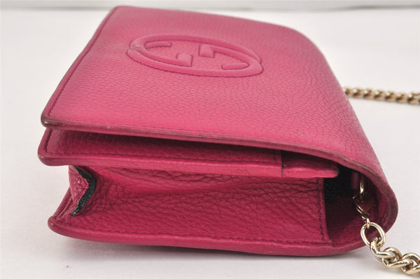 Authentic GUCCI SOHO Chain Shoulder Long Wallet Purse Leather 407041 Pink 2979K