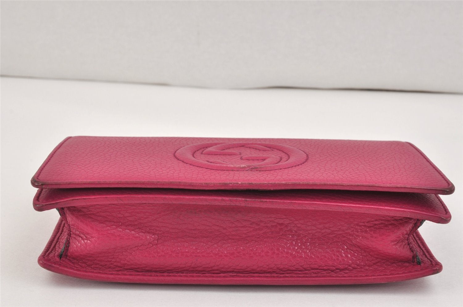 Authentic GUCCI SOHO Chain Shoulder Long Wallet Purse Leather 407041 Pink 2979K