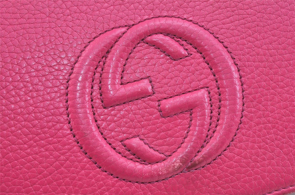 Authentic GUCCI SOHO Chain Shoulder Long Wallet Purse Leather 407041 Pink 2979K
