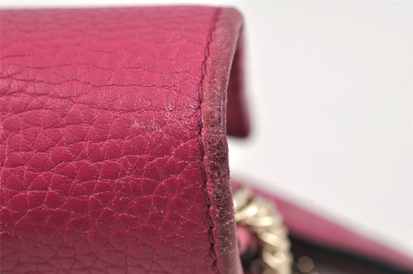 Authentic GUCCI SOHO Chain Shoulder Long Wallet Purse Leather 407041 Pink 2979K