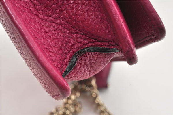 Authentic GUCCI SOHO Chain Shoulder Long Wallet Purse Leather 407041 Pink 2979K