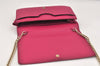 Authentic GUCCI SOHO Chain Shoulder Long Wallet Purse Leather 407041 Pink 2979K