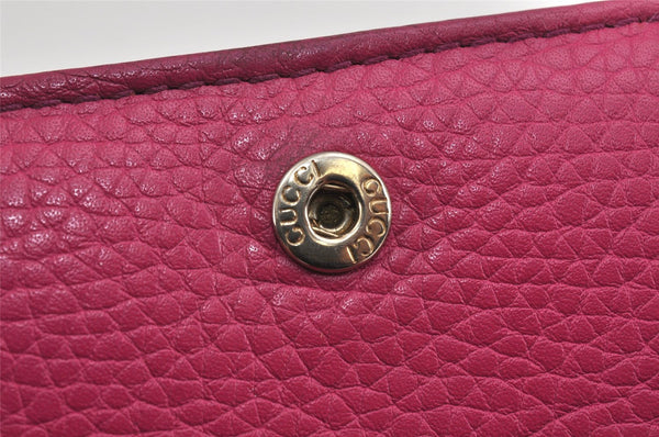Authentic GUCCI SOHO Chain Shoulder Long Wallet Purse Leather 407041 Pink 2979K