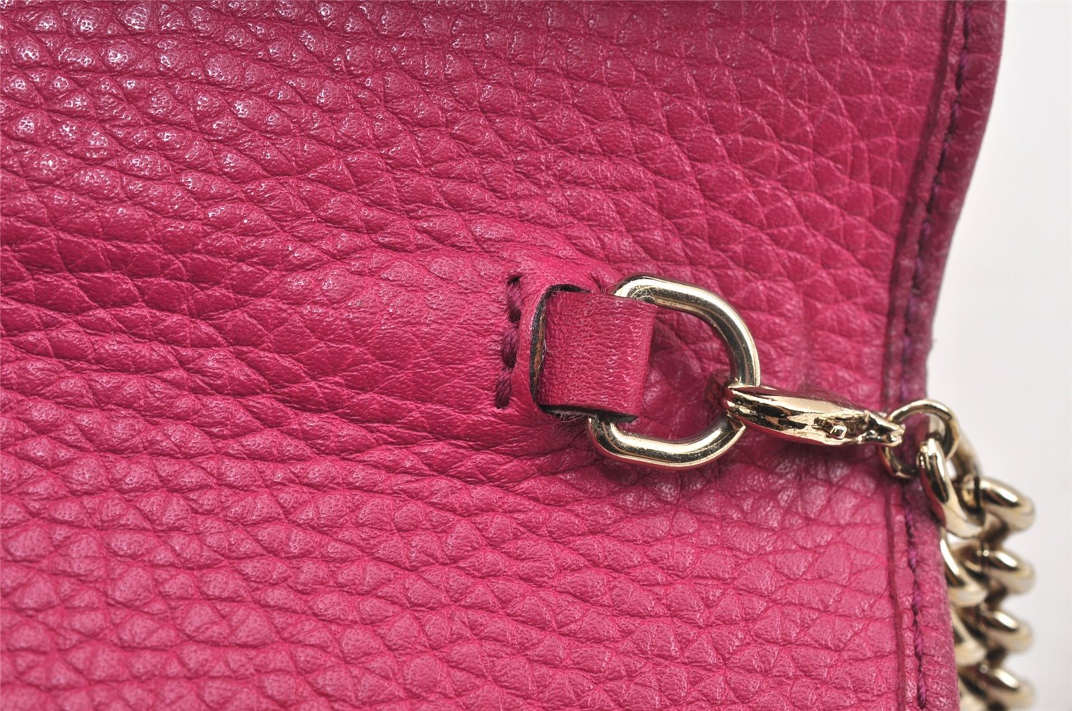 Authentic GUCCI SOHO Chain Shoulder Long Wallet Purse Leather 407041 Pink 2979K