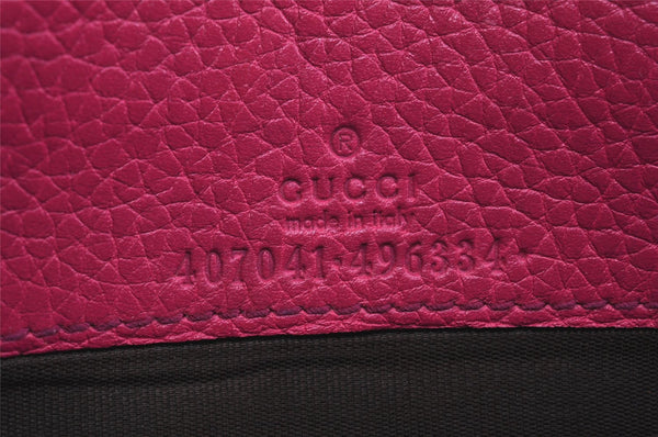 Authentic GUCCI SOHO Chain Shoulder Long Wallet Purse Leather 407041 Pink 2979K