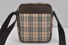 Authentic BURBERRY Nova Check Shoulder Cross Body Bag Nylon Leather Beige 2985K