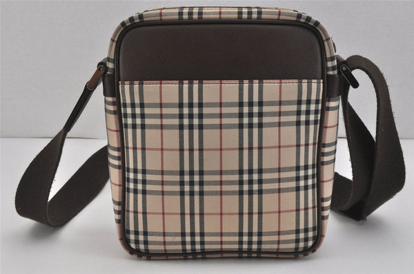 Authentic BURBERRY Nova Check Shoulder Cross Body Bag Nylon Leather Beige 2985K