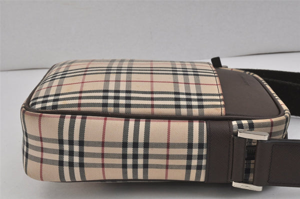 Authentic BURBERRY Nova Check Shoulder Cross Body Bag Nylon Leather Beige 2985K
