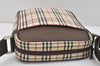 Authentic BURBERRY Nova Check Shoulder Cross Body Bag Nylon Leather Beige 2985K