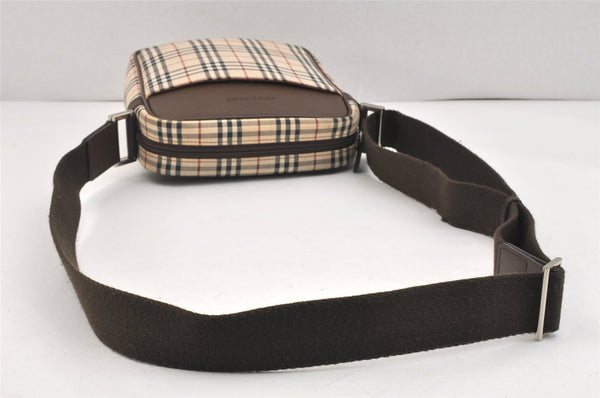 Authentic BURBERRY Nova Check Shoulder Cross Body Bag Nylon Leather Beige 2985K