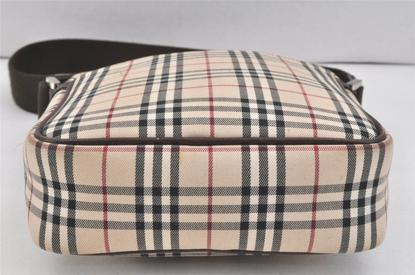 Authentic BURBERRY Nova Check Shoulder Cross Body Bag Nylon Leather Beige 2985K