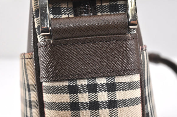 Authentic BURBERRY Nova Check Shoulder Cross Body Bag Nylon Leather Beige 2985K