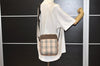 Authentic BURBERRY Nova Check Shoulder Cross Body Bag Nylon Leather Beige 2985K
