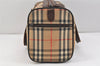 Authentic Burberrys Nova Check Canvas Leather Hand Boston Bag Brown Beige 2986K