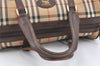 Authentic Burberrys Nova Check Canvas Leather Hand Boston Bag Brown Beige 2986K