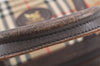 Authentic Burberrys Nova Check Canvas Leather Hand Boston Bag Brown Beige 2986K