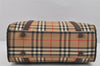 Authentic Burberrys Nova Check Canvas Leather Hand Boston Bag Brown Beige 2986K