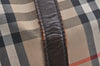 Authentic Burberrys Nova Check Canvas Leather Hand Boston Bag Brown Beige 2986K