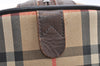 Authentic Burberrys Nova Check Canvas Leather Hand Boston Bag Brown Beige 2986K