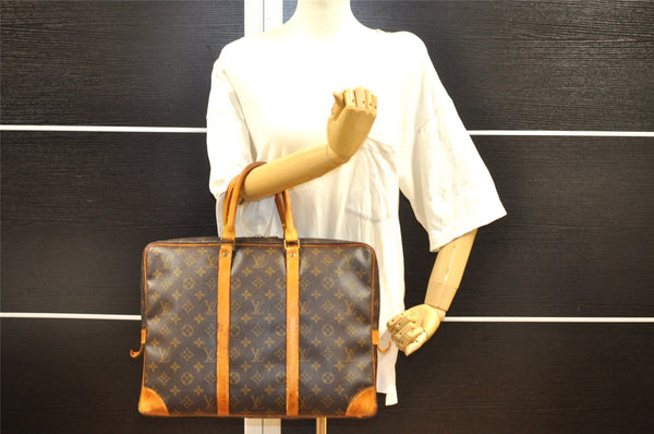 Authentic Louis Vuitton Monogram Porte Documents Voyage M53361 Briefcase 2987I