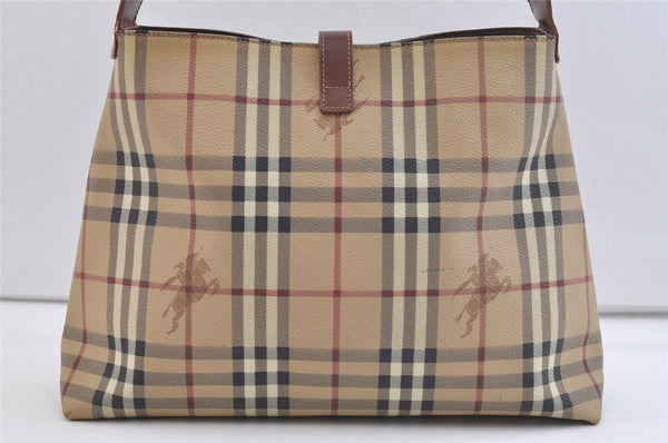 Authentic BURBERRY Nova Check Shoulder Hand Bag Purse PVC Leather Beige 2987K