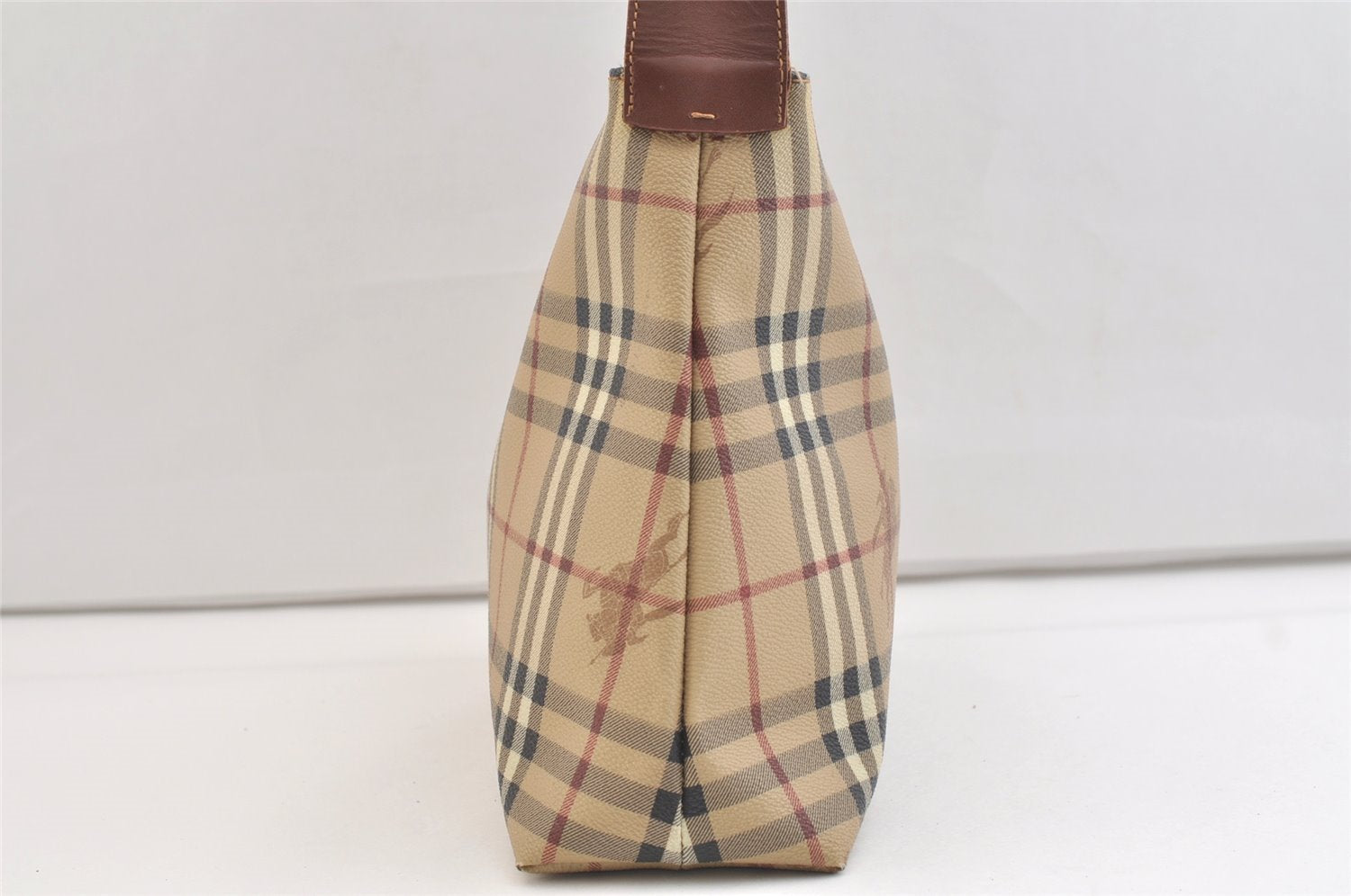 Authentic BURBERRY Nova Check Shoulder Hand Bag Purse PVC Leather Beige 2987K