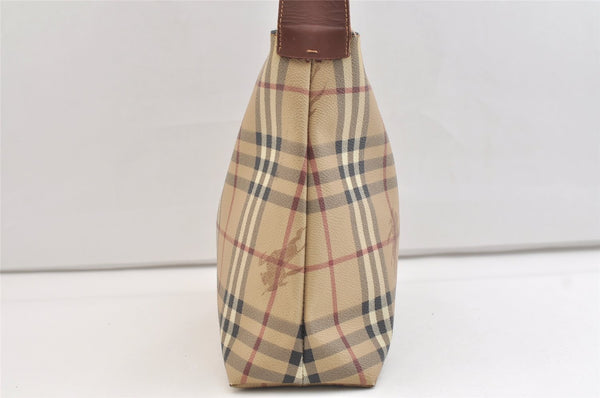 Authentic BURBERRY Nova Check Shoulder Hand Bag Purse PVC Leather Beige 2987K