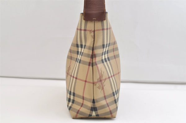Authentic BURBERRY Nova Check Shoulder Hand Bag Purse PVC Leather Beige 2987K