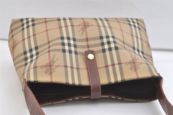 Authentic BURBERRY Nova Check Shoulder Hand Bag Purse PVC Leather Beige 2987K