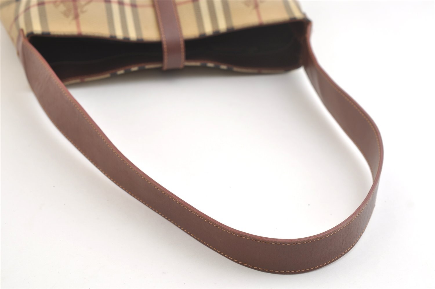 Authentic BURBERRY Nova Check Shoulder Hand Bag Purse PVC Leather Beige 2987K