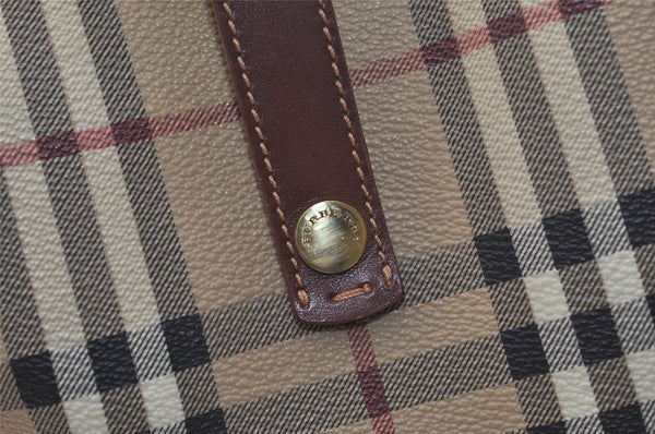 Authentic BURBERRY Nova Check Shoulder Hand Bag Purse PVC Leather Beige 2987K