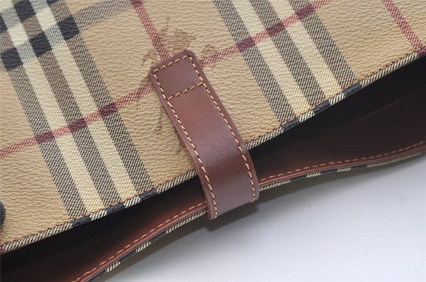 Authentic BURBERRY Nova Check Shoulder Hand Bag Purse PVC Leather Beige 2987K