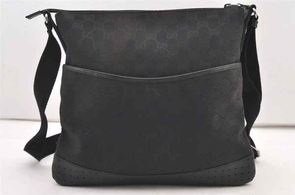 Authentic GUCCI Shoulder Cross Body Bag GG Canvas Leather 145857 Black 2988J