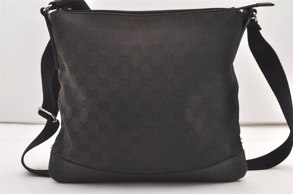 Authentic GUCCI Shoulder Cross Body Bag GG Canvas Leather 145857 Black 2988J