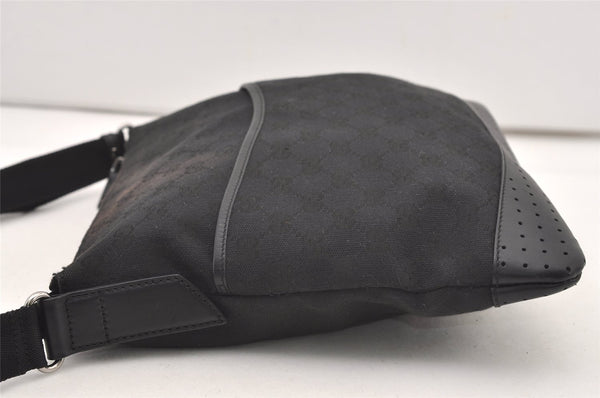 Authentic GUCCI Shoulder Cross Body Bag GG Canvas Leather 145857 Black 2988J