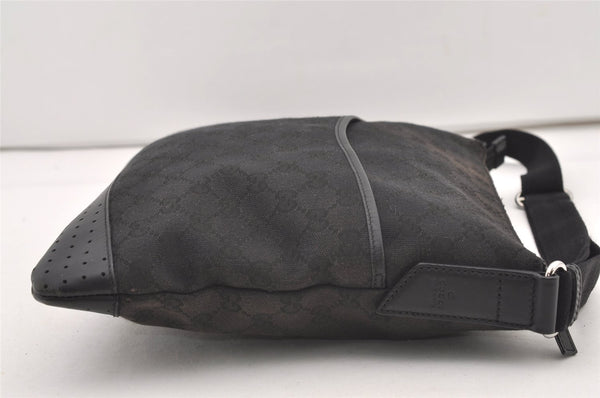 Authentic GUCCI Shoulder Cross Body Bag GG Canvas Leather 145857 Black 2988J