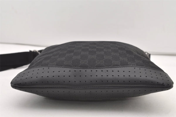 Authentic GUCCI Shoulder Cross Body Bag GG Canvas Leather 145857 Black 2988J