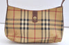 Authentic BURBERRY Nova Check Shoulder Hand Bag PVC Leather Beige Junk 2988K