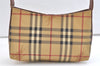 Authentic BURBERRY Nova Check Shoulder Hand Bag PVC Leather Beige Junk 2988K