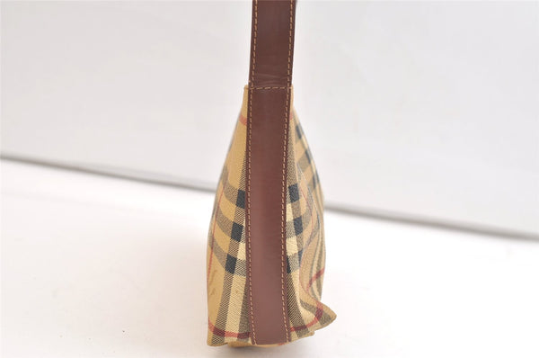 Authentic BURBERRY Nova Check Shoulder Hand Bag PVC Leather Beige Junk 2988K