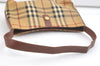 Authentic BURBERRY Nova Check Shoulder Hand Bag PVC Leather Beige Junk 2988K
