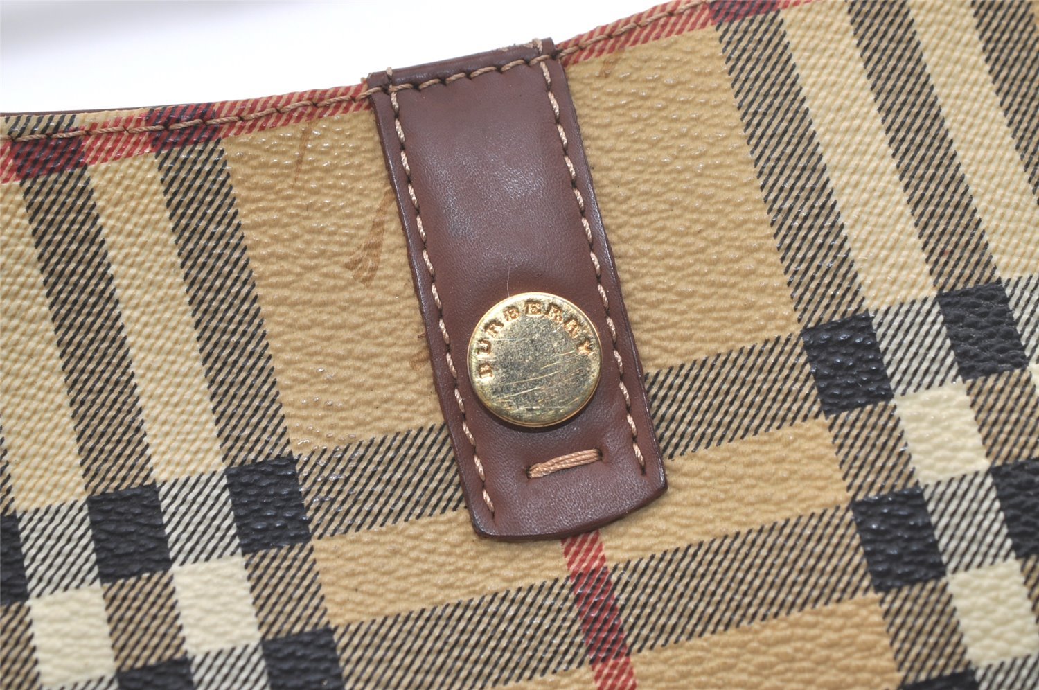 Authentic BURBERRY Nova Check Shoulder Hand Bag PVC Leather Beige Junk 2988K
