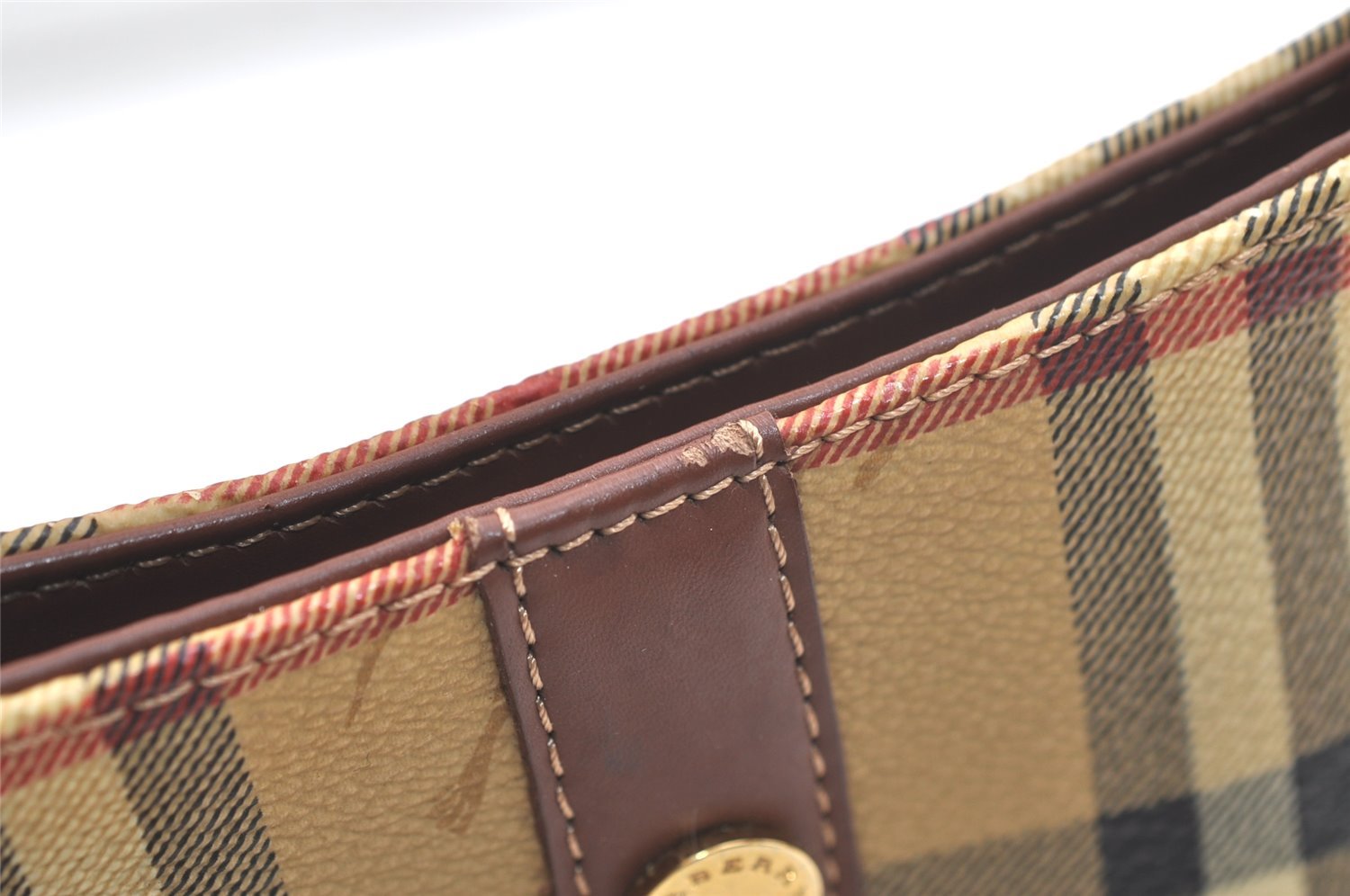 Authentic BURBERRY Nova Check Shoulder Hand Bag PVC Leather Beige Junk 2988K