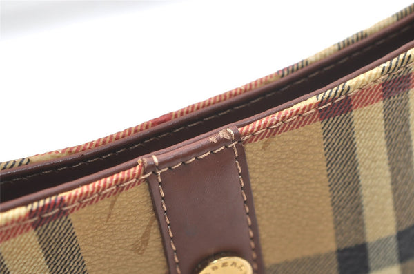 Authentic BURBERRY Nova Check Shoulder Hand Bag PVC Leather Beige Junk 2988K
