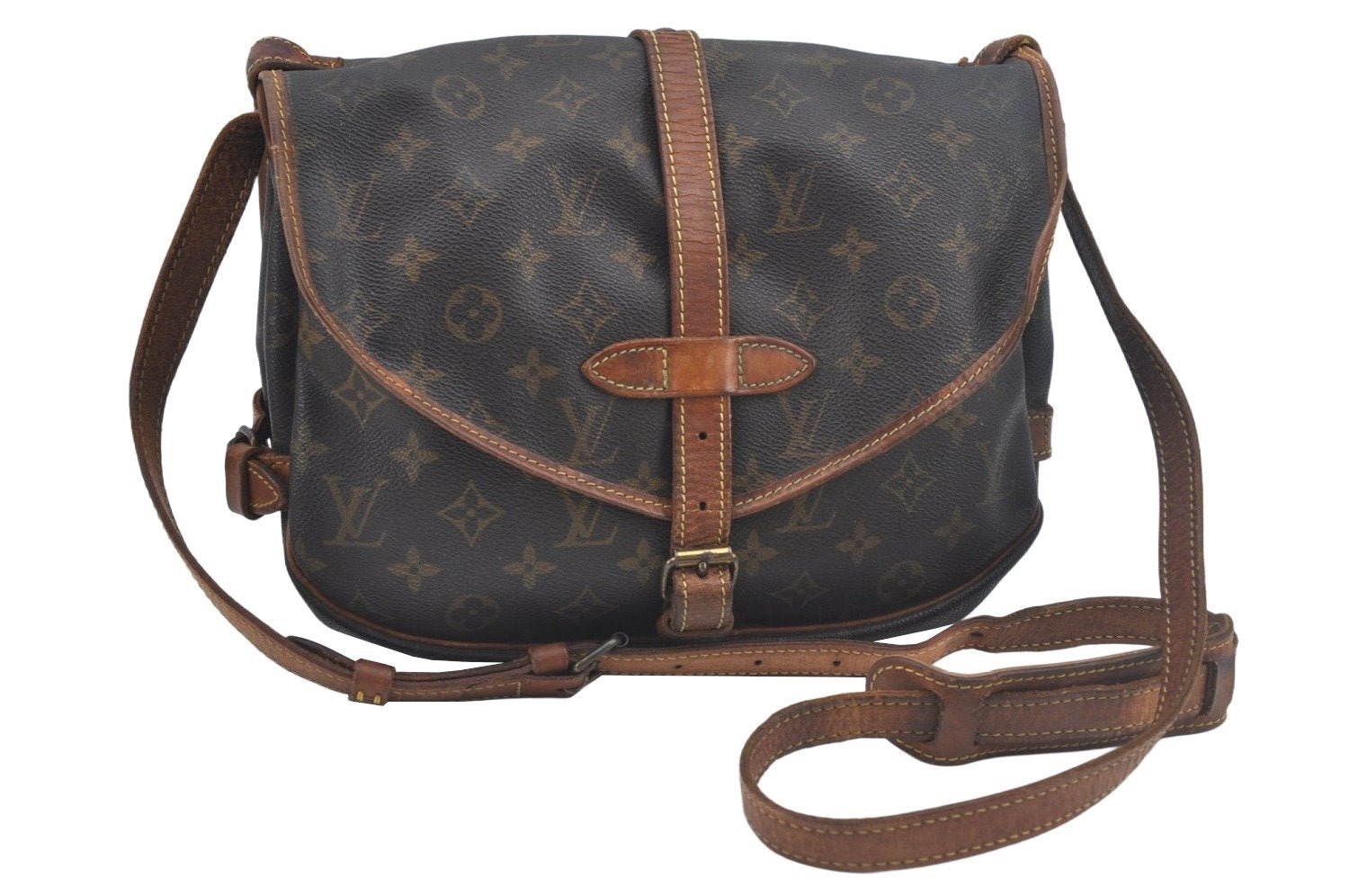 Authentic Louis Vuitton Monogram Saumur 30 Shoulder Cross Bag M42256 LV 2989J