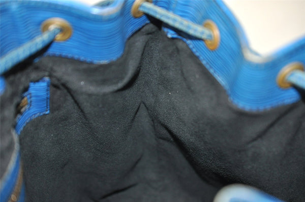 Authentic Louis Vuitton Epi Petit Noe Drawstring Bag M44105 Blue Junk 2990I