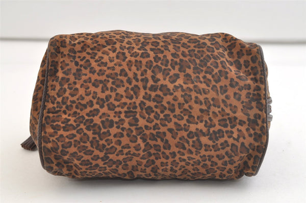 Authentic BOTTEGA VENETA Leopard Pattern Nylon Leather Hand Bag Brown 2991K